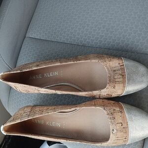 Anne Klein Cork Flats with Metallic Cap Toe